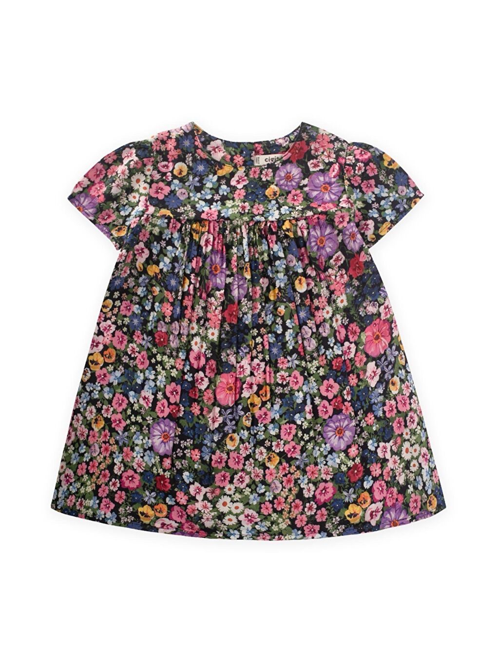 Siyah Kız Çocuk Desenli Elbise