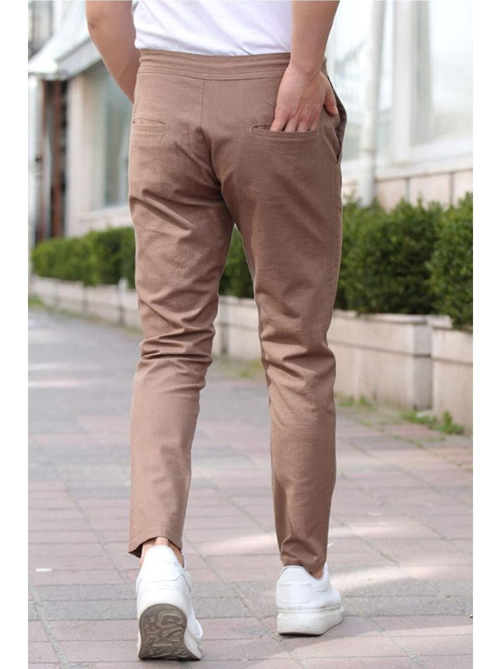 Kahverengi Erkek Eganis Ipli Jogger Düğmeli Kumaş Pantolon jggrkmpnt01r0434-3