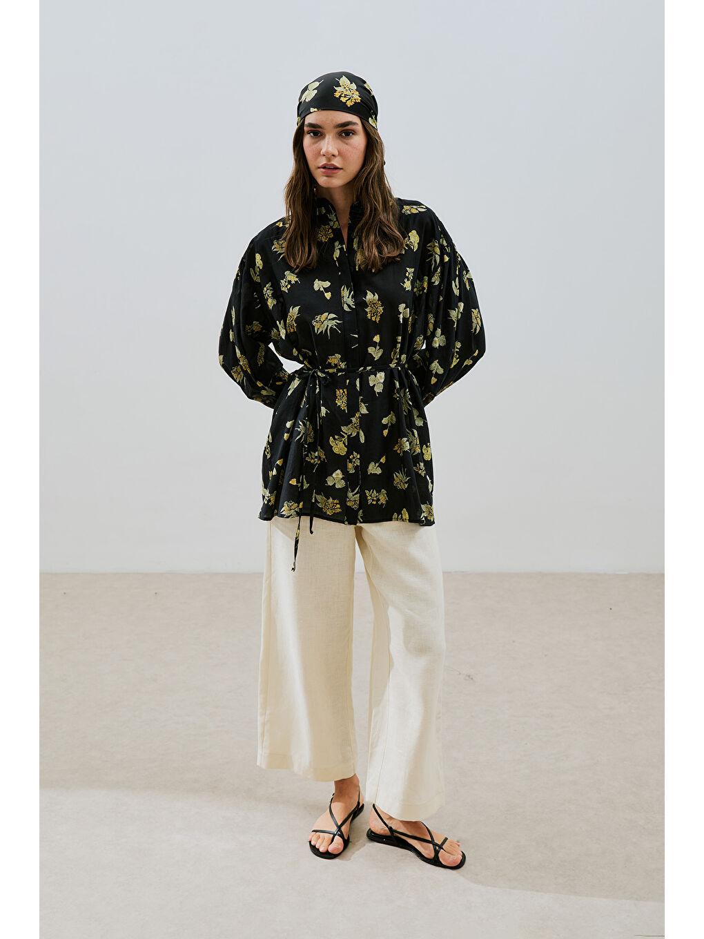 Siyah Desenli Pamuklu Gömlek Aloha