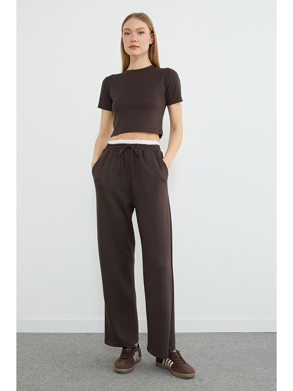 Kahverengi Beli Garnili Cepli Modal Pantolon-1