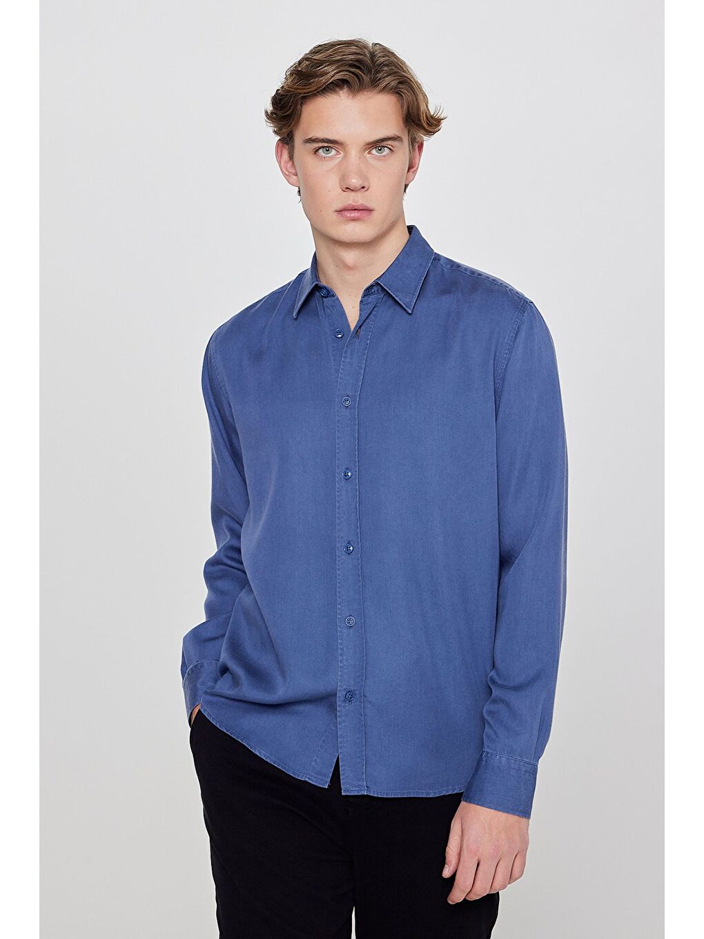 İndigo Regular Fit Klasik Yaka Gömlek-1