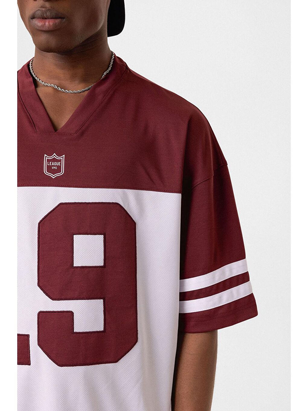 Baskılı Oversize Forma Tişört Bordo-5