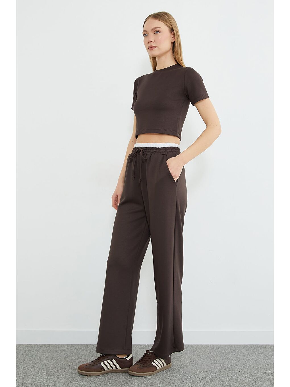 Kahverengi Beli Garnili Cepli Modal Pantolon-2
