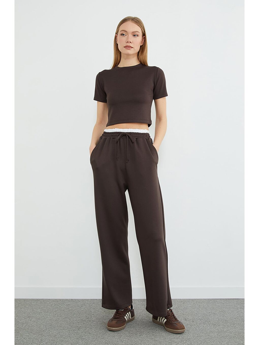 Kahverengi Beli Garnili Cepli Modal Pantolon-3