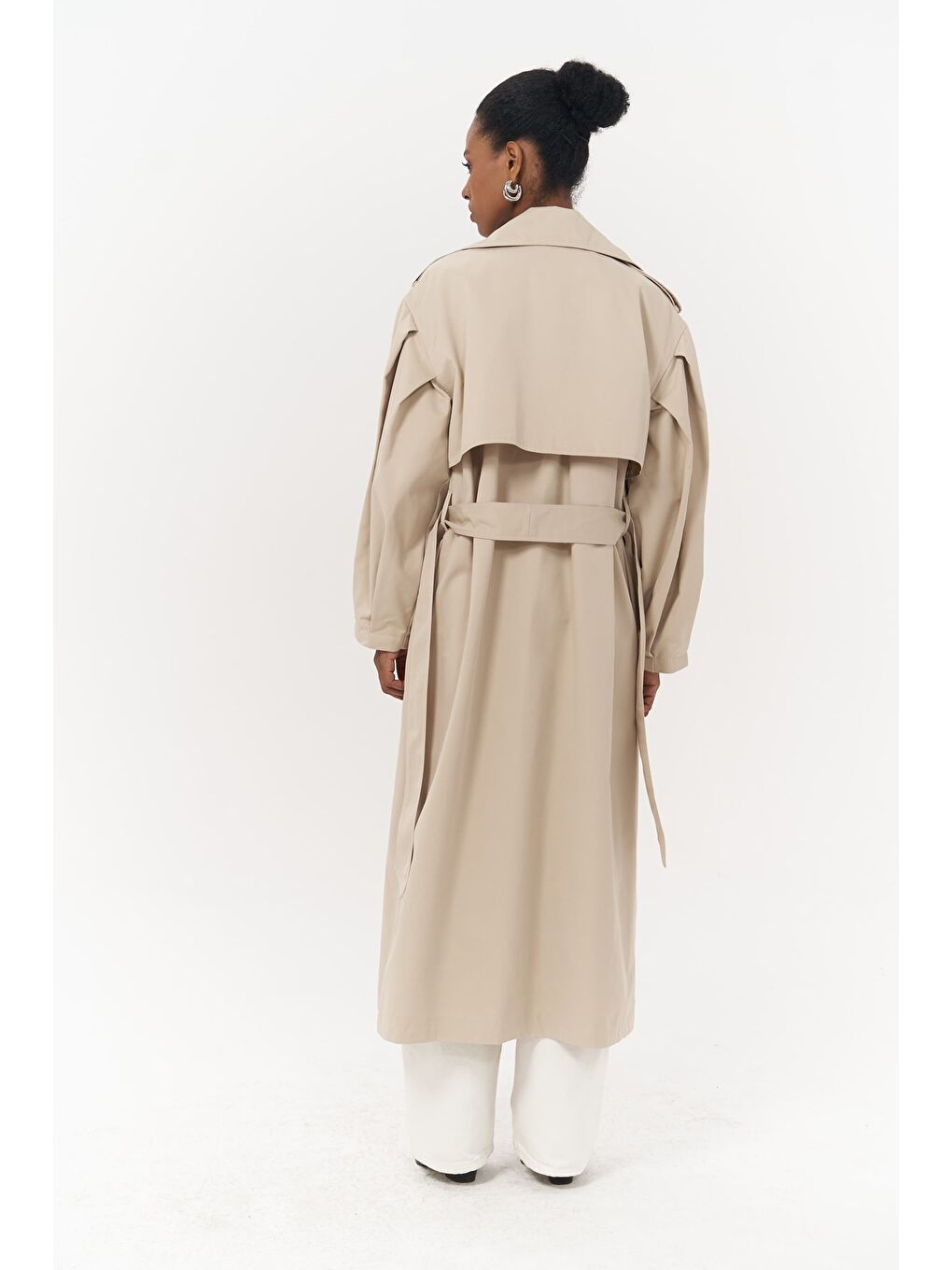 Aubree Bej Oversize Trençkot-3