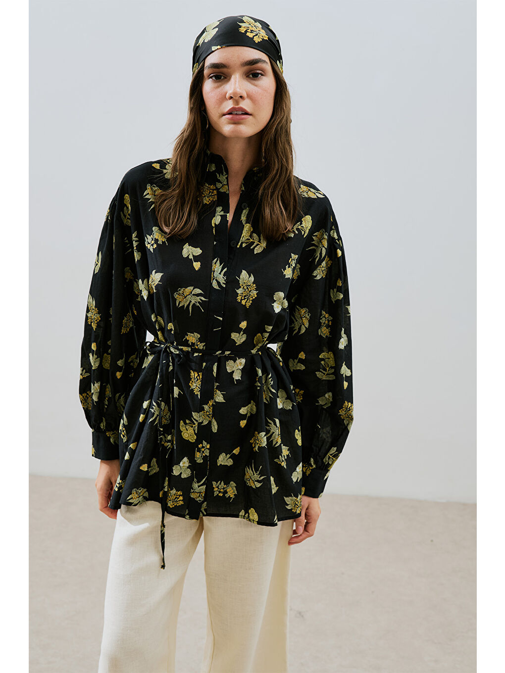 Siyah Desenli Pamuklu Gömlek Aloha-5