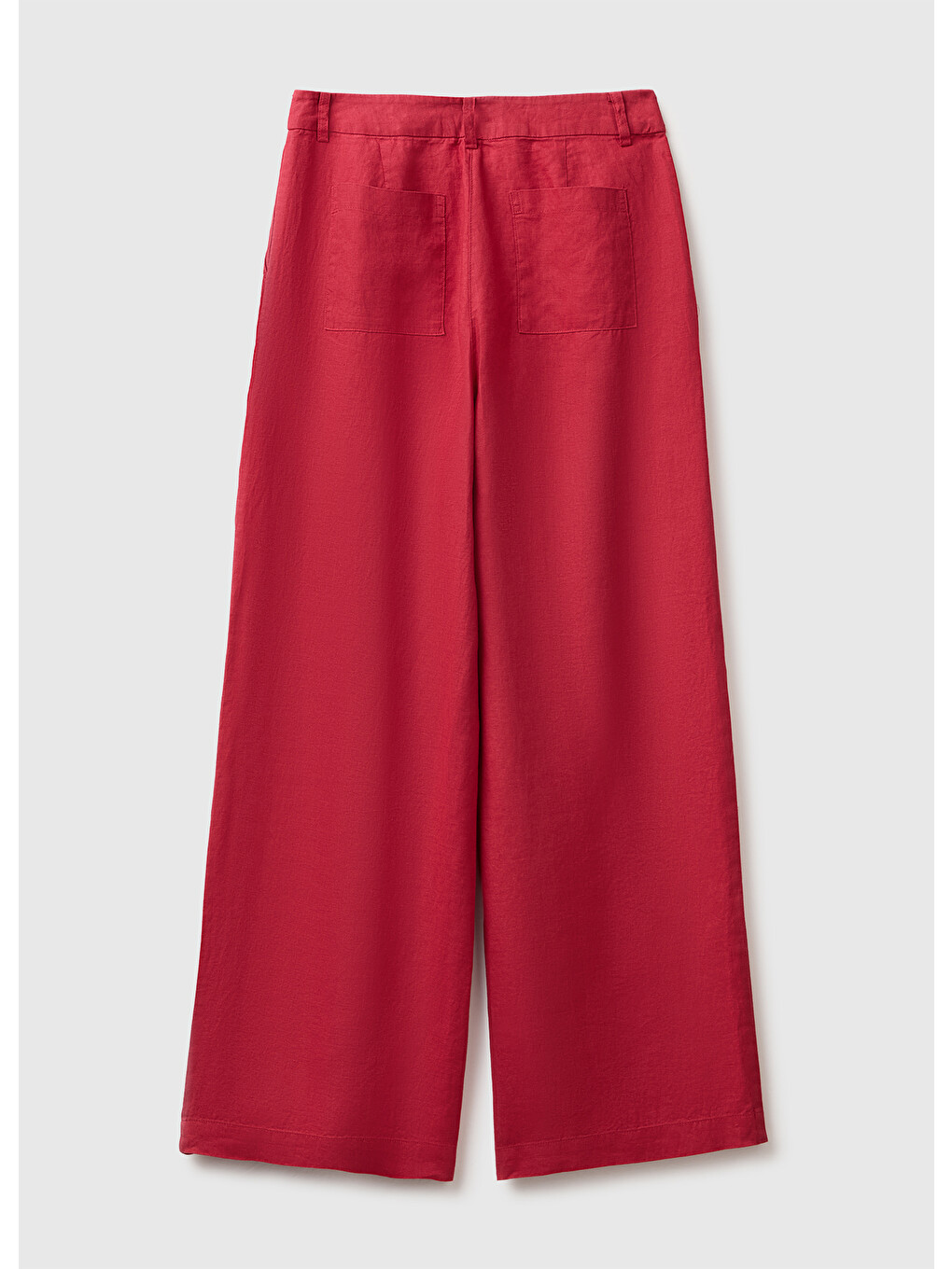 Kadın Bordo %100 Keten Cepli Pileli Pantolon-3