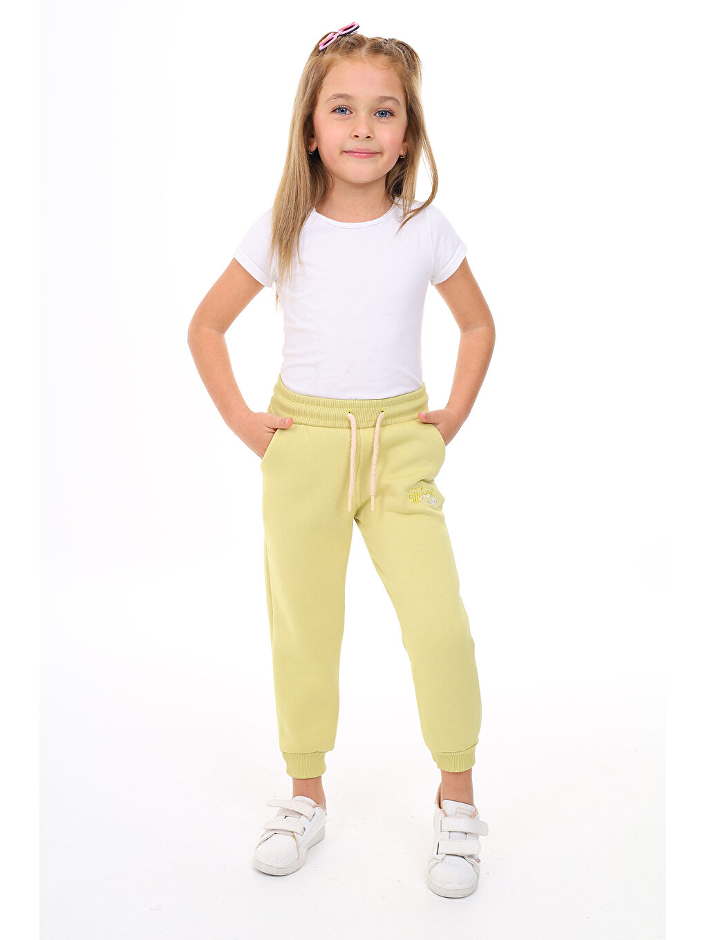 Yeşil Kız Çocuk Nakışlı Eşofman Alt