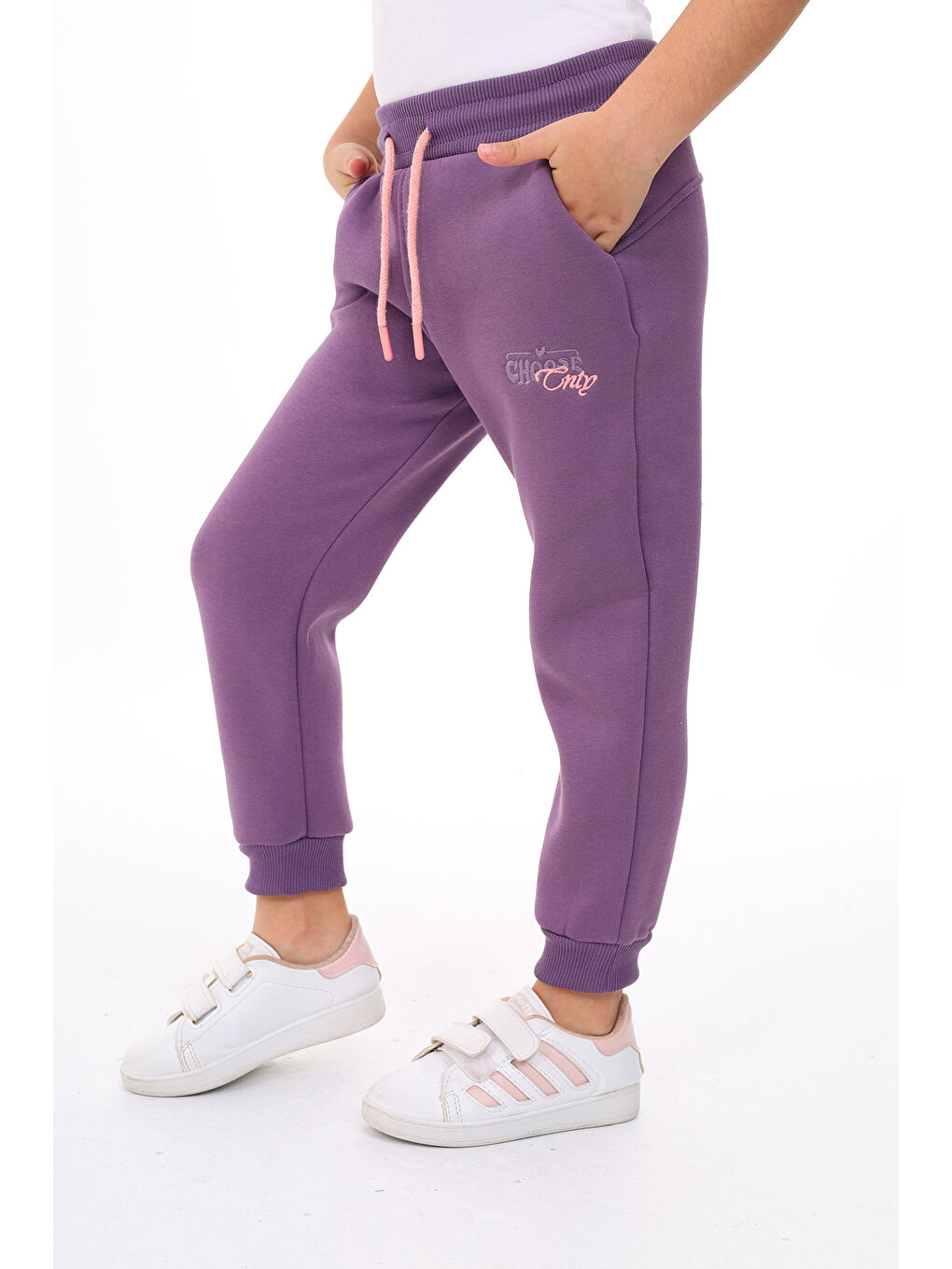 Mor Kız Çocuk Nakışlı Eşofman Alt-2