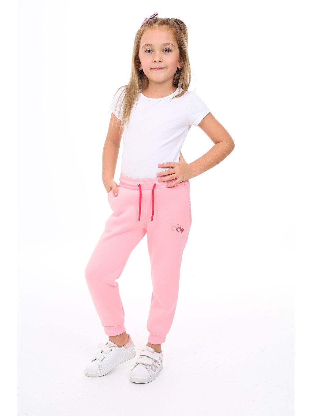 Pembe Kız Çocuk Nakışlı Eşofman Alt-1