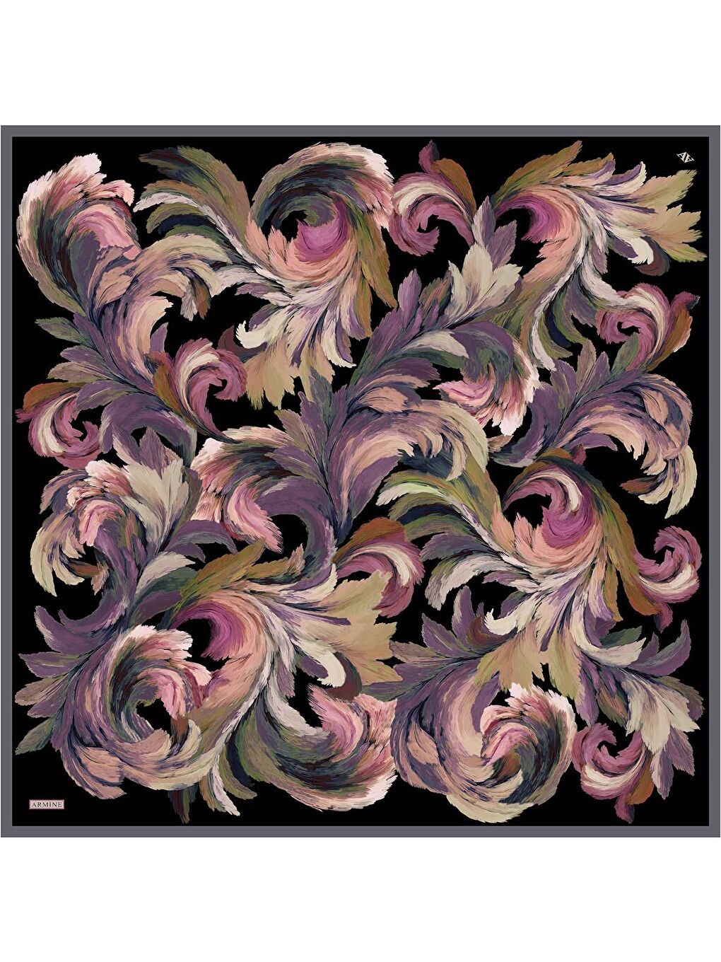 Karışık Soyut Desenli Saf İpek Twill Eşarp 9423D 36-3