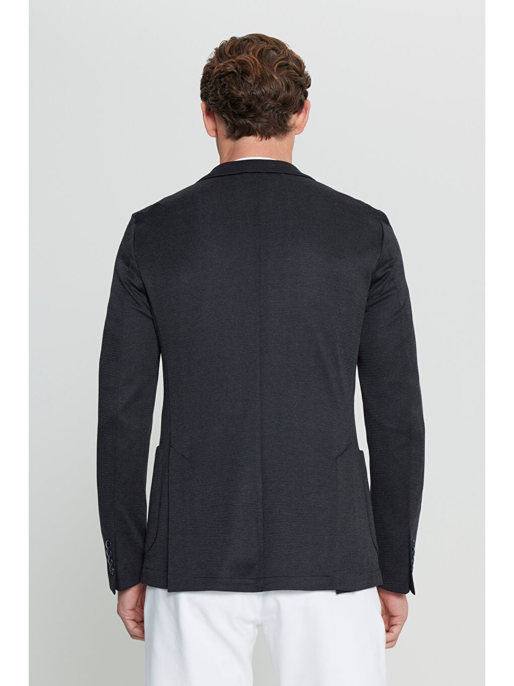 Erkek Siyah 360 Her Yöne Esneyen Slim Fit Dar Kesim Mono Yaka Armürlü Blazer Ceket