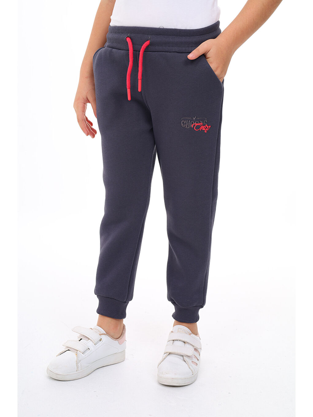 Antrasit Kız Çocuk Nakışlı Eşofman Alt-2