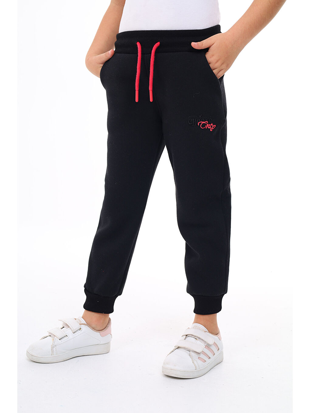 Siyah Kız Çocuk Nakışlı Eşofman Alt-1