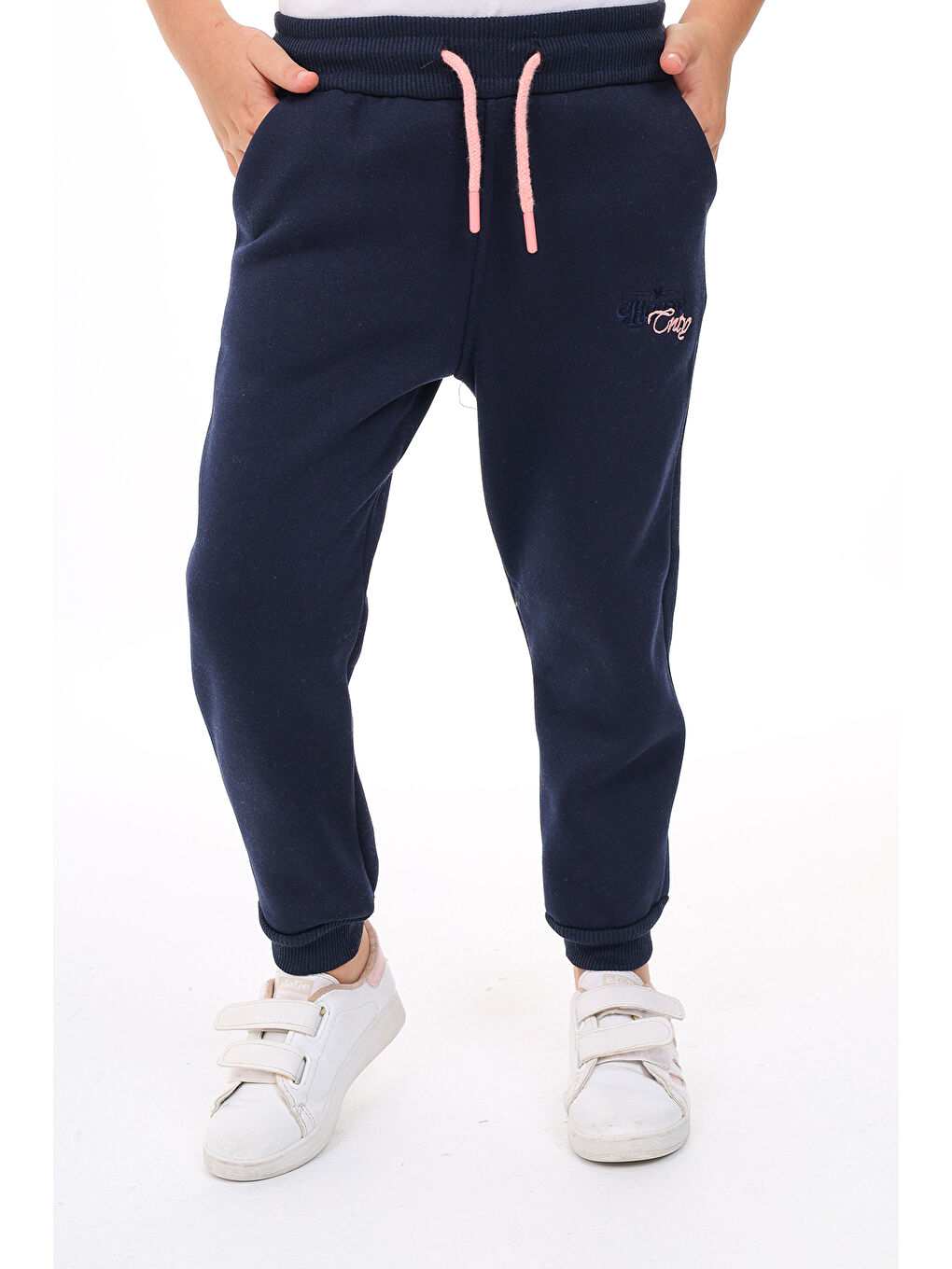 Lacivert Kız Çocuk Nakışlı Eşofman Alt-2