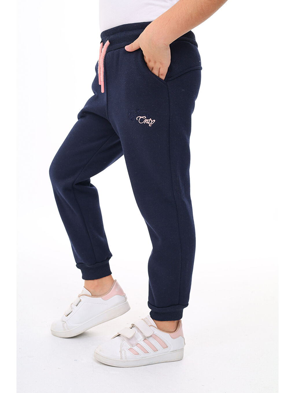 Lacivert Kız Çocuk Nakışlı Eşofman Alt-4