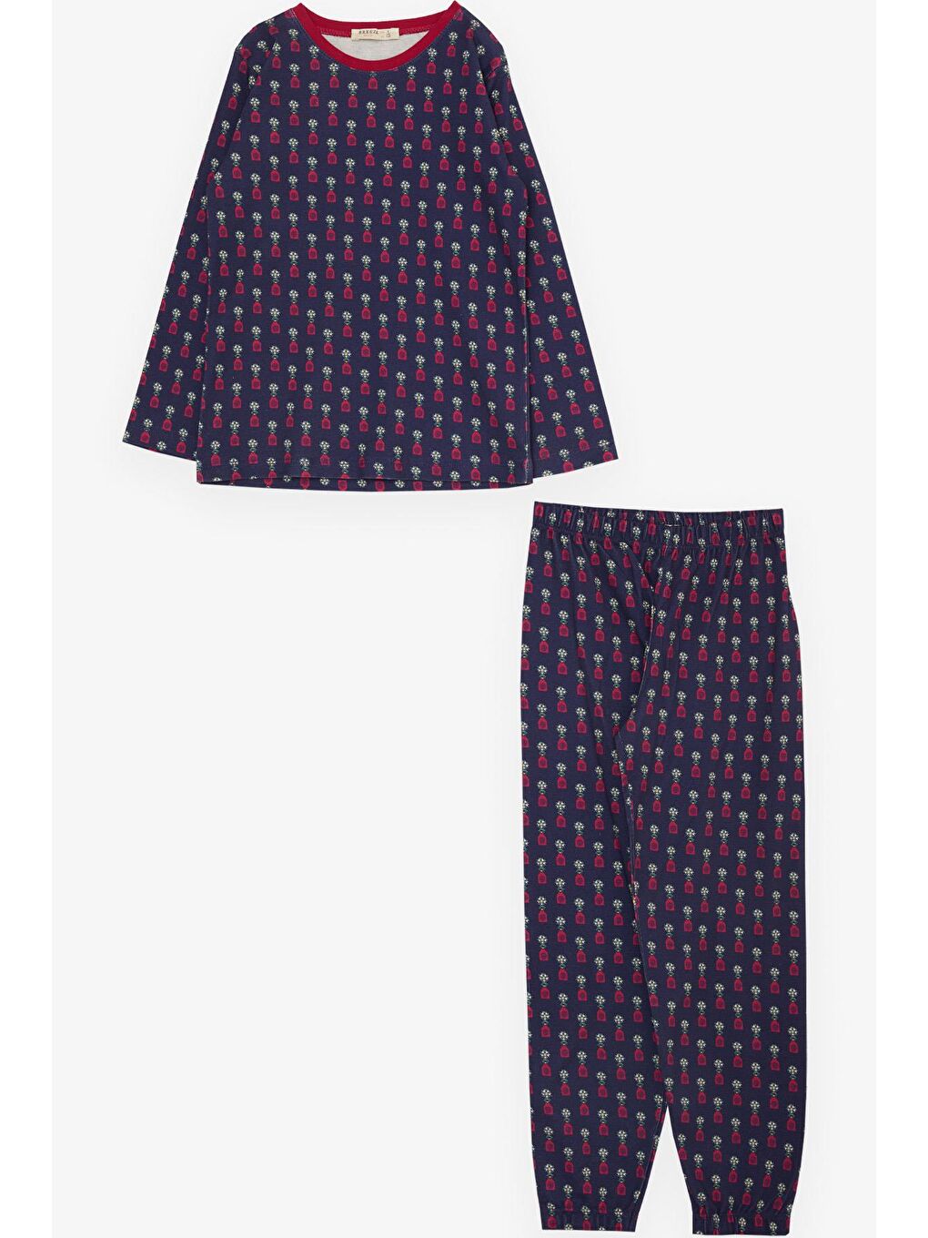 Kız Çocuk Pijama Takımı Desenli Lacivert (4-8 Yaş)