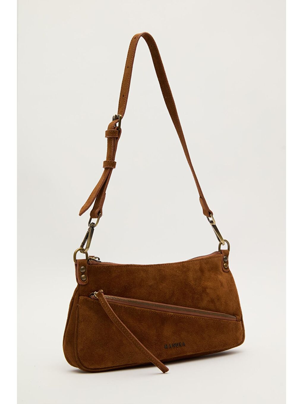 Kahverengi Mari Süet Baget Çanta Taba-1