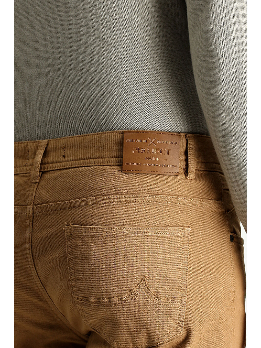 Kahverengi Slim Fit Dar Kesim Elastanlı Kanvas / Chino Pantolon-4