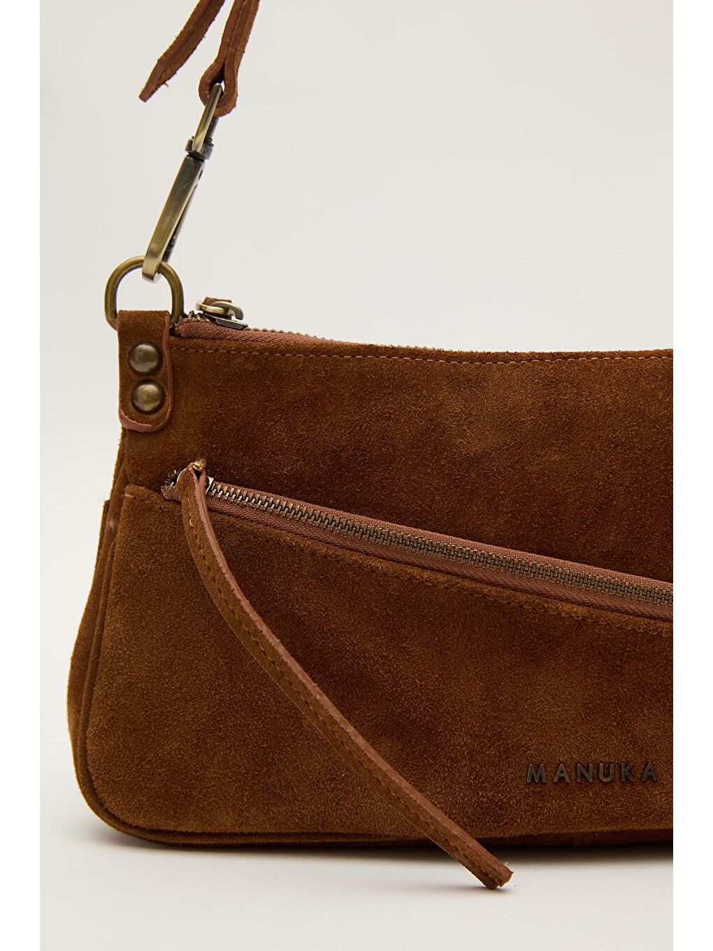 Kahverengi Mari Süet Baget Çanta Taba-3