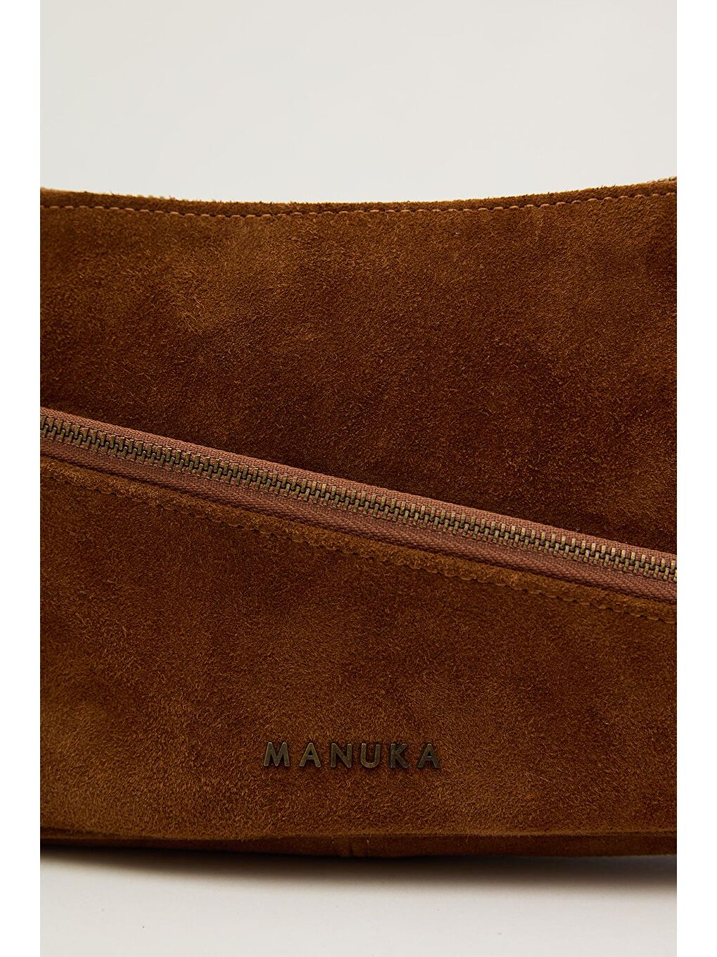 Kahverengi Mari Süet Baget Çanta Taba-4