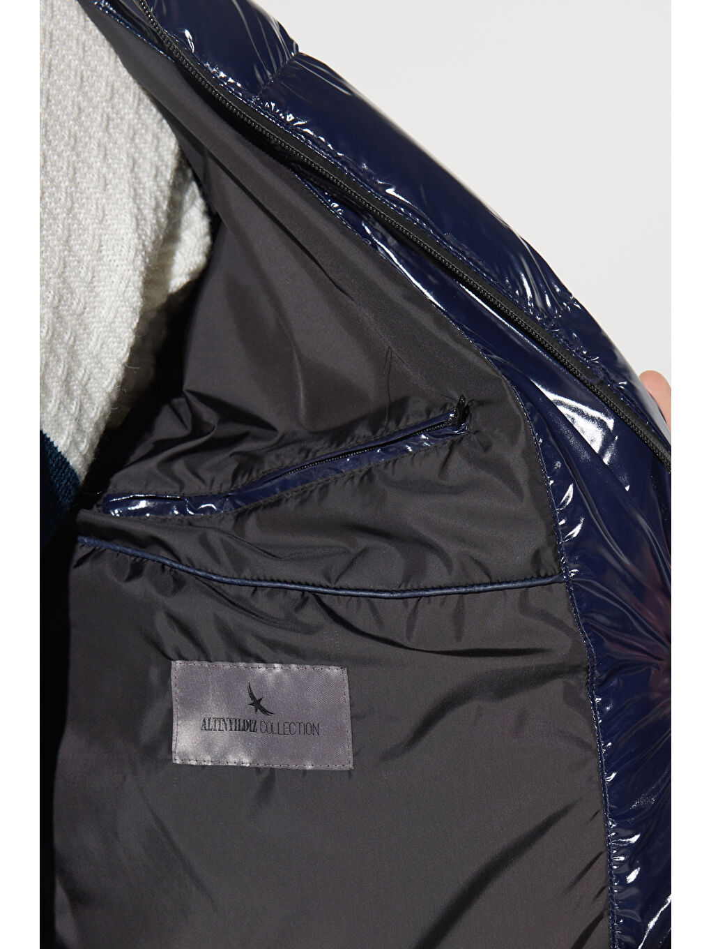 Erkek Lacivert Standart Fit Soğuk Geçirmez Casual Mont-4