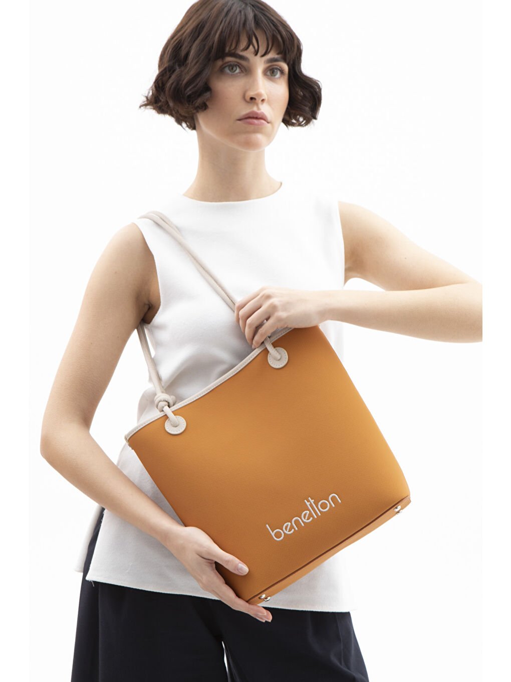 Kahverengi Kadin Kol Çantasi Hardal-Bej BNT1616-1