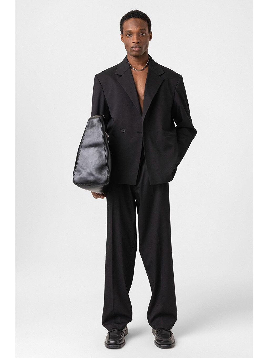 Tek Düğme Oversize Takım Elbise Siyah