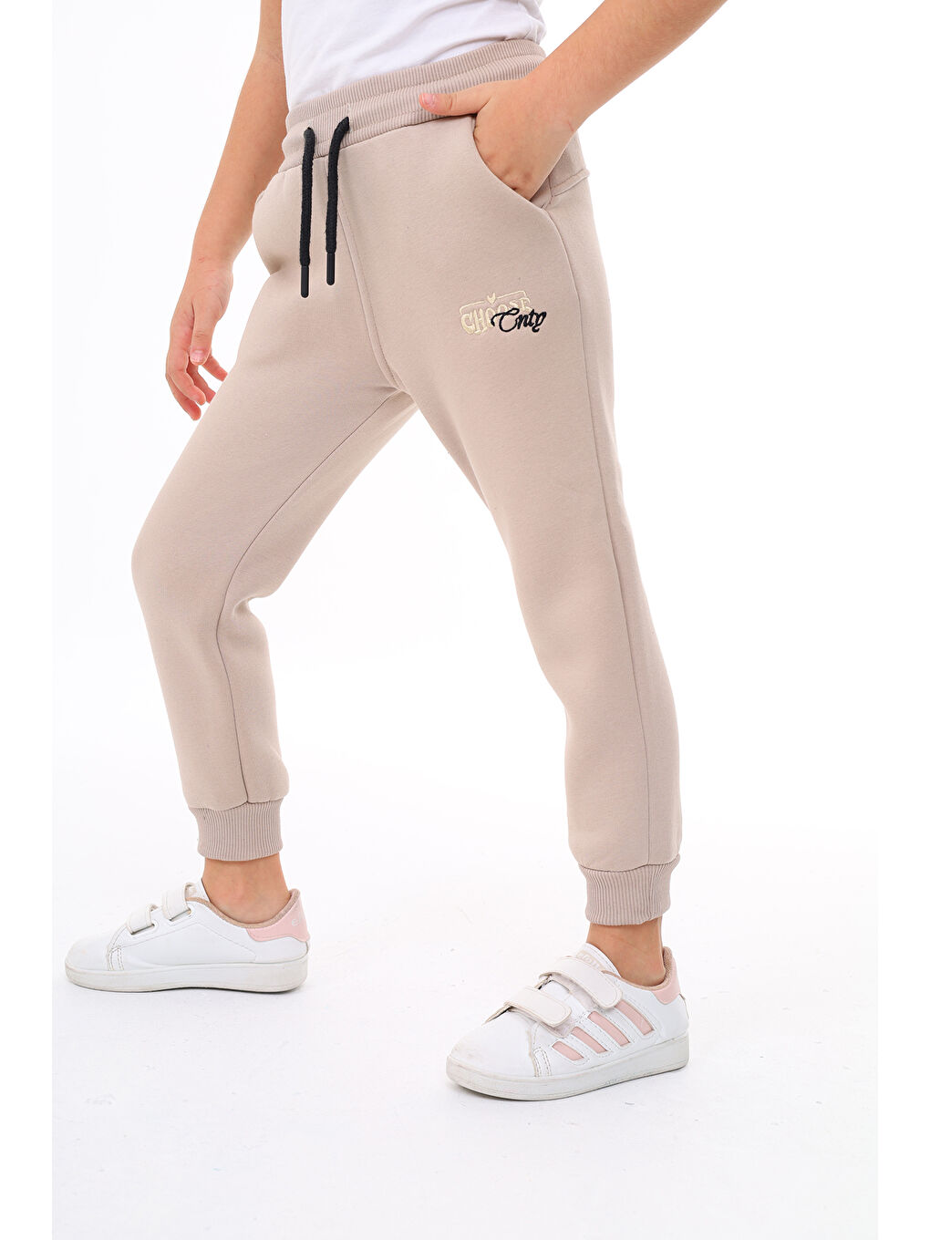 Bej Kız Çocuk Nakışlı Eşofman Alt-3