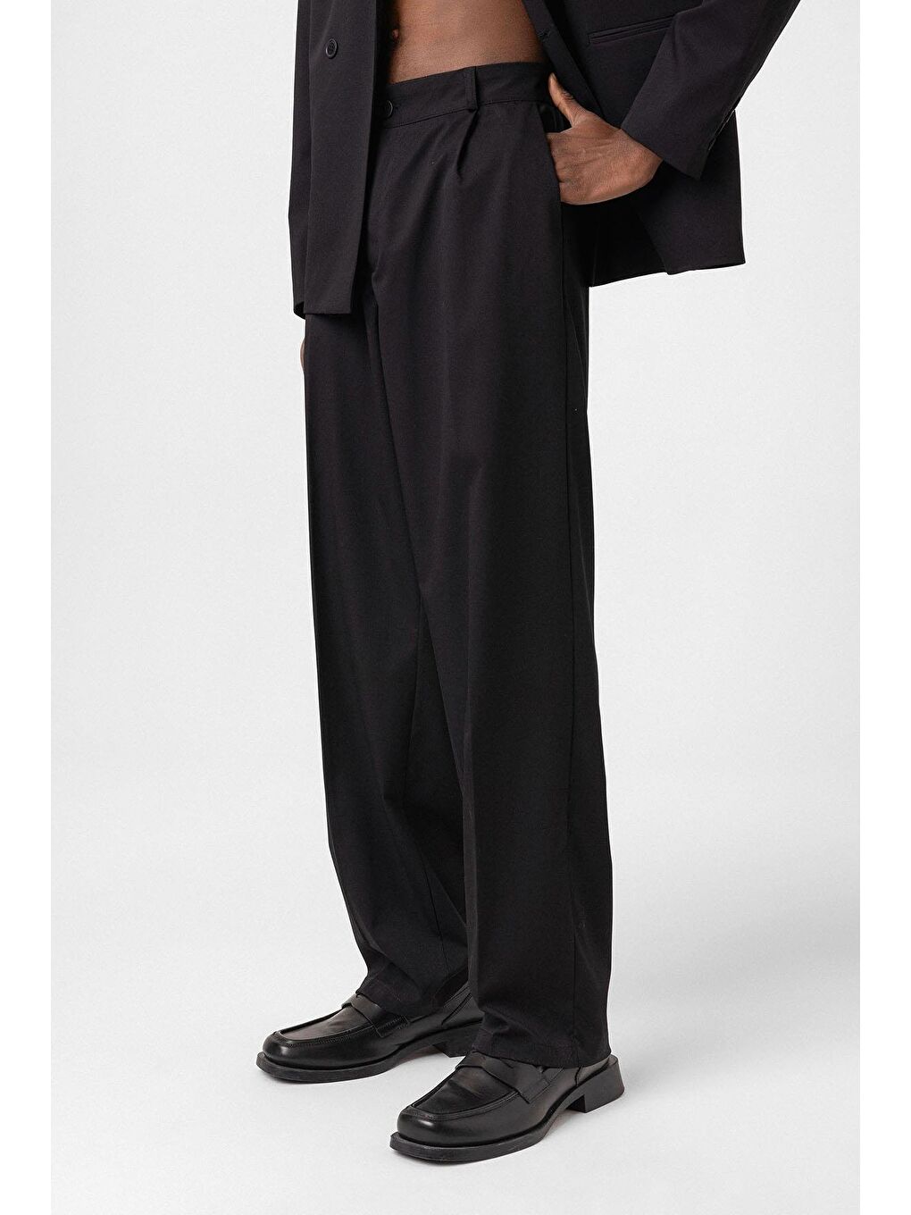 Tek Düğme Oversize Takım Elbise Siyah-4