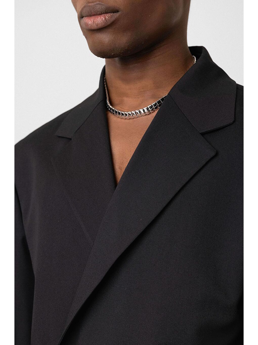 Tek Düğme Oversize Takım Elbise Siyah-5