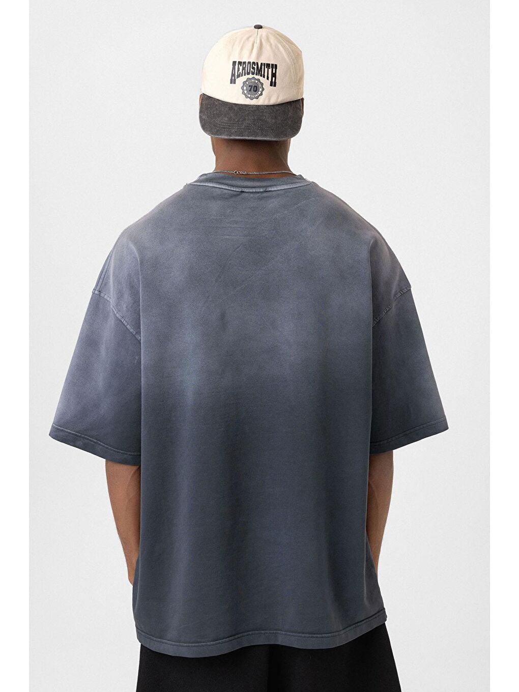 Yıkamalı Oversize Tişört Siyah-4