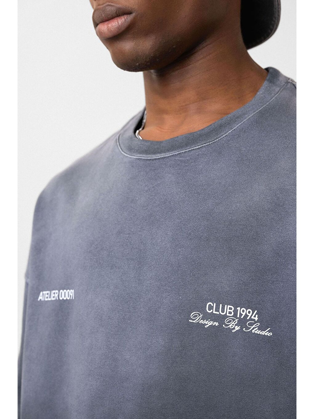 Yıkamalı Oversize Tişört Siyah-5