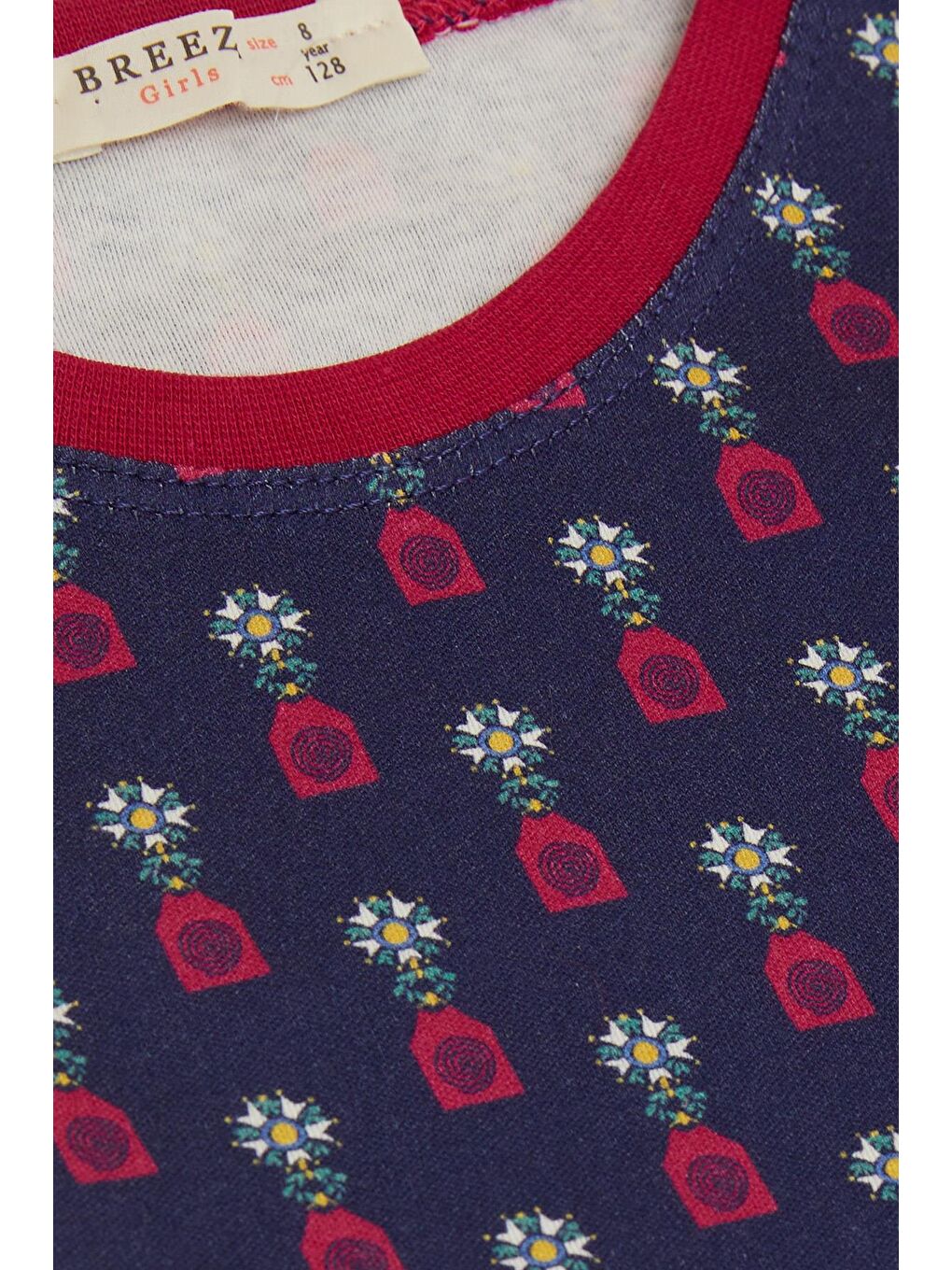 Kız Çocuk Pijama Takımı Desenli Lacivert (4-8 Yaş)-4