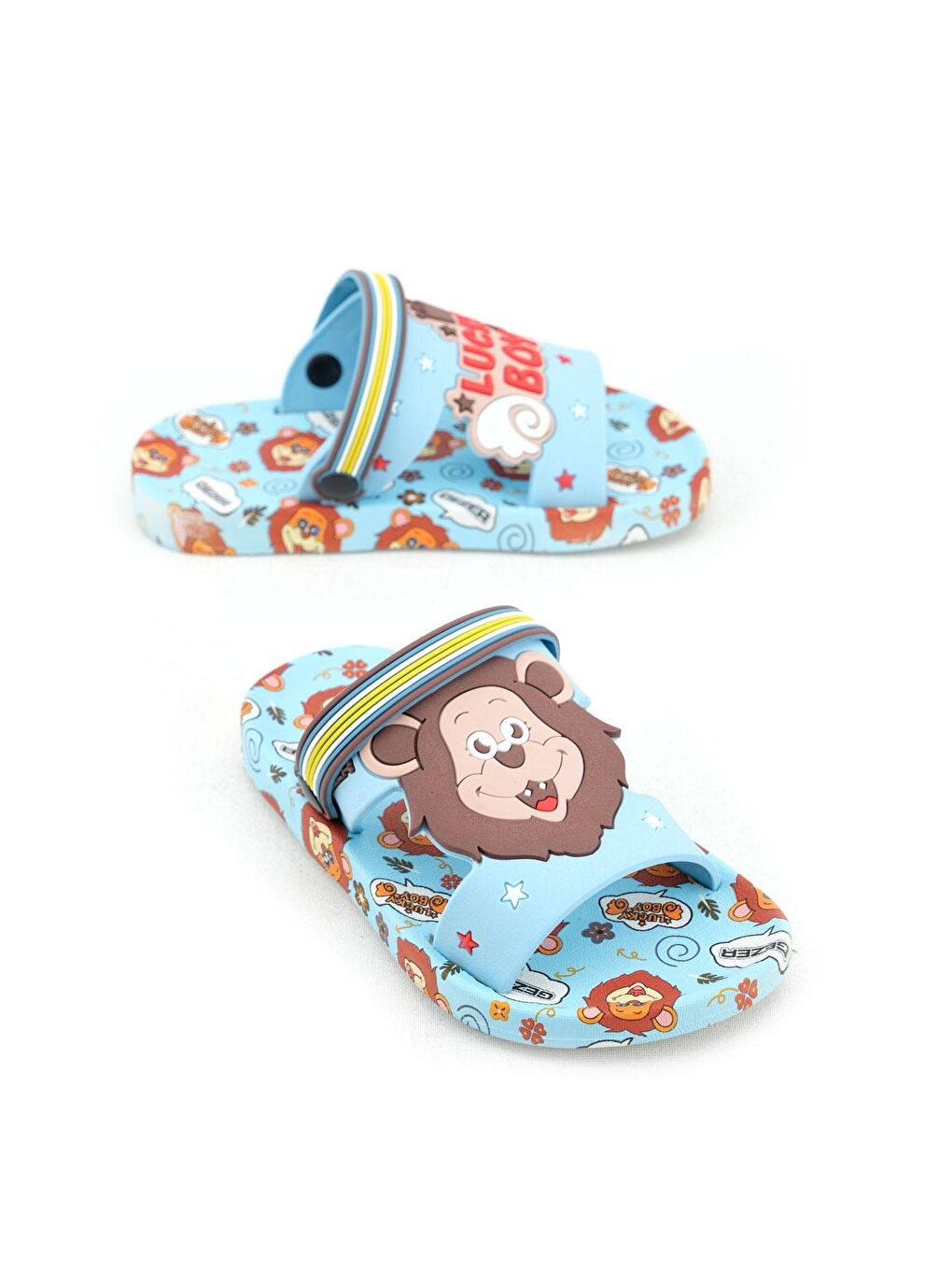 Mavi Yazlık Erkek Çocuk Islak Zemine Uygun Ev Bahçe Plaj Havuz Günlük Terlik Sandalet-1