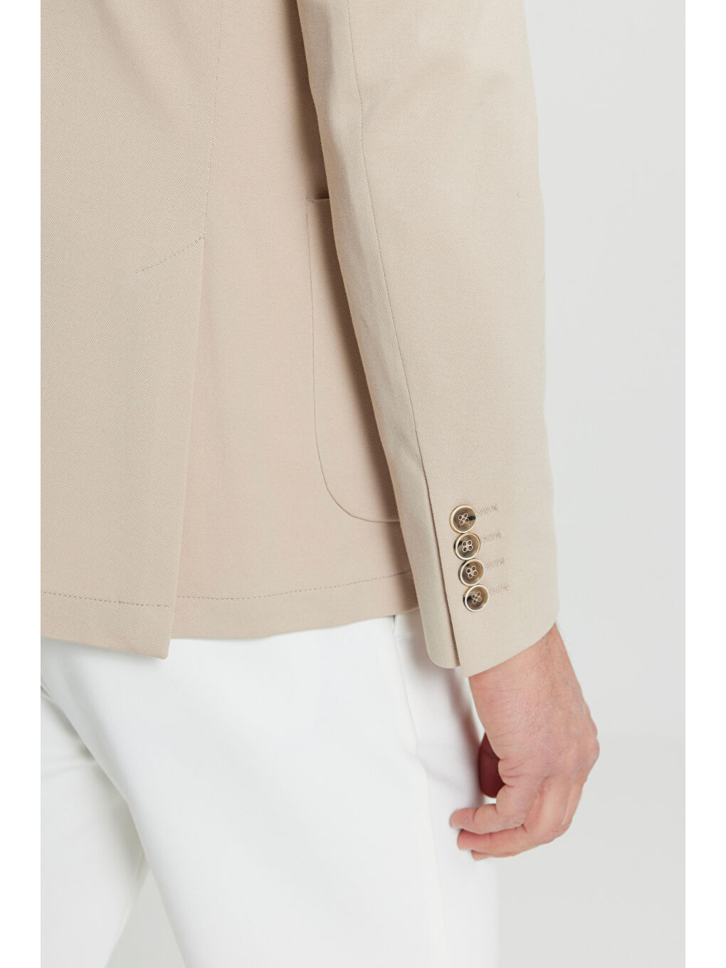 Erkek Bej Pamuklu Slim Fit Dar Kesim Armürlü Esnek Torba Cepli Blazer Ceket-6