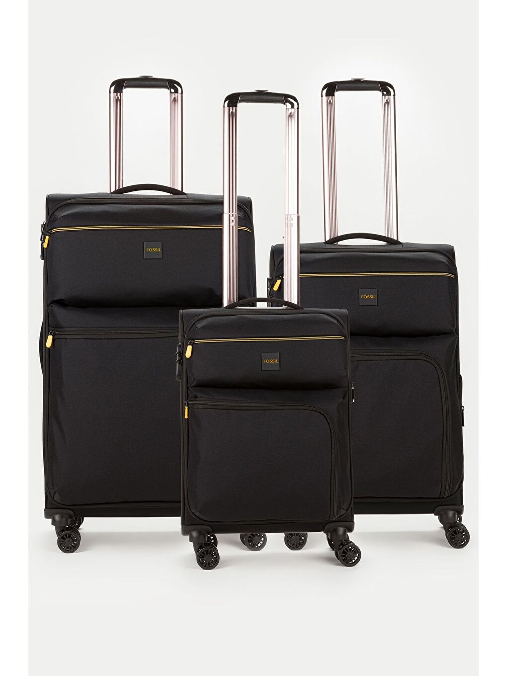 Unisex Siyah Hafif Ultra Light Lüx Kumaş 3'lü Valiz Seti