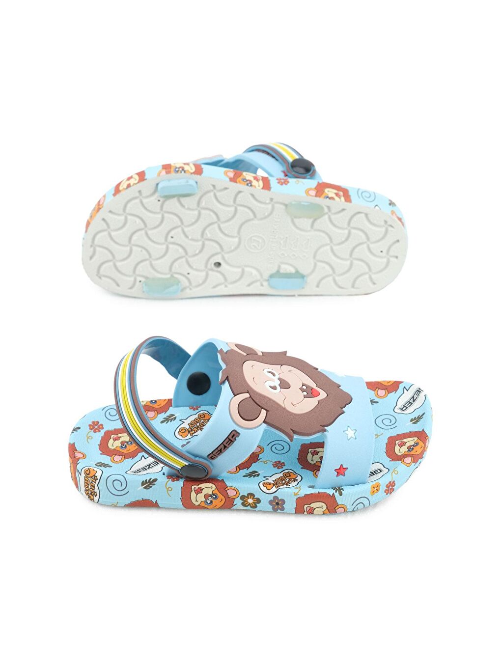 Mavi Yazlık Erkek Çocuk Islak Zemine Uygun Ev Bahçe Plaj Havuz Günlük Terlik Sandalet-4