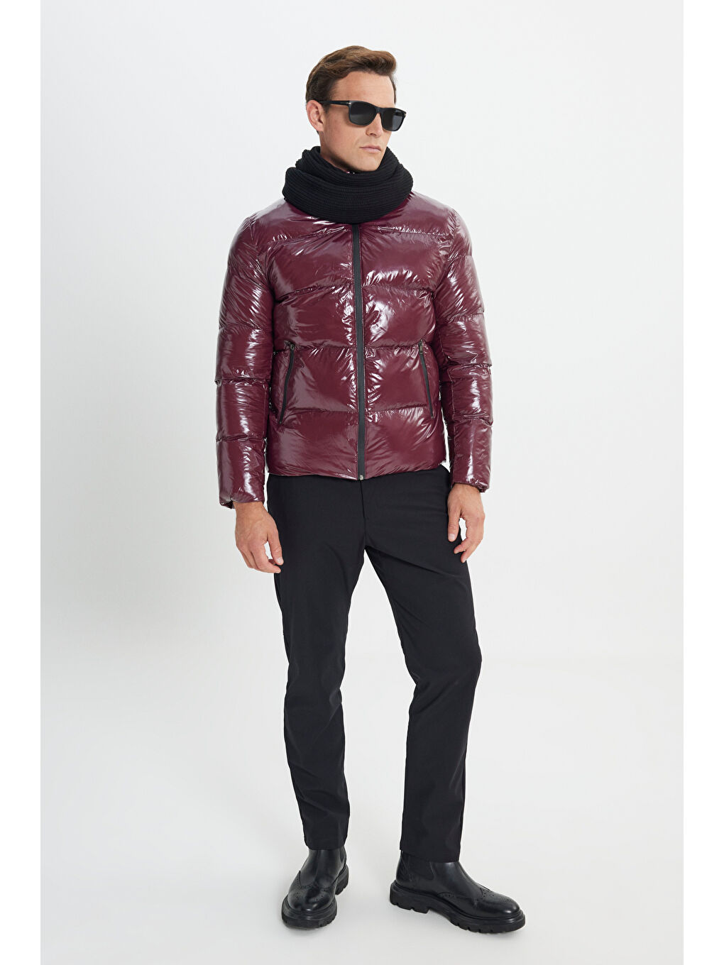 Erkek Bordo Standart Fit Soğuk Geçirmez Casual Şişme Mont-1