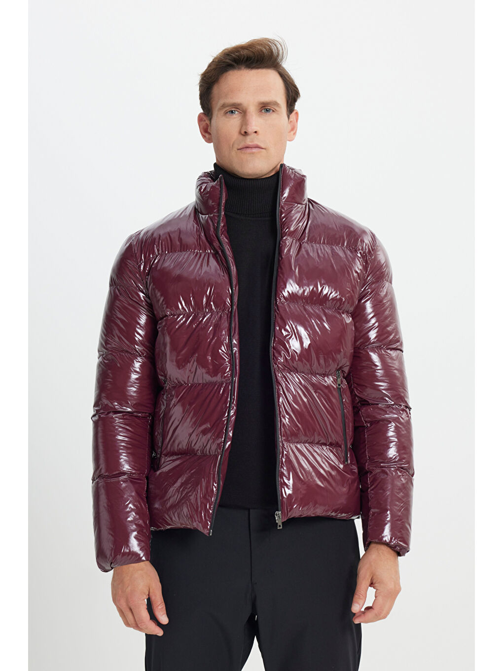 Erkek Bordo Standart Fit Soğuk Geçirmez Casual Şişme Mont-2