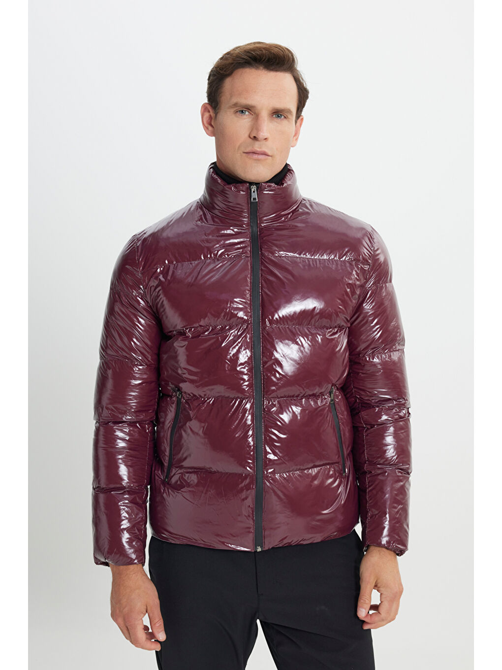 Erkek Bordo Standart Fit Soğuk Geçirmez Casual Şişme Mont-3