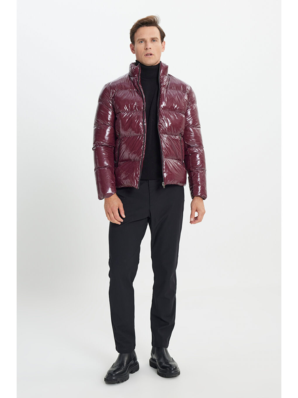 Erkek Bordo Standart Fit Soğuk Geçirmez Casual Şişme Mont-4