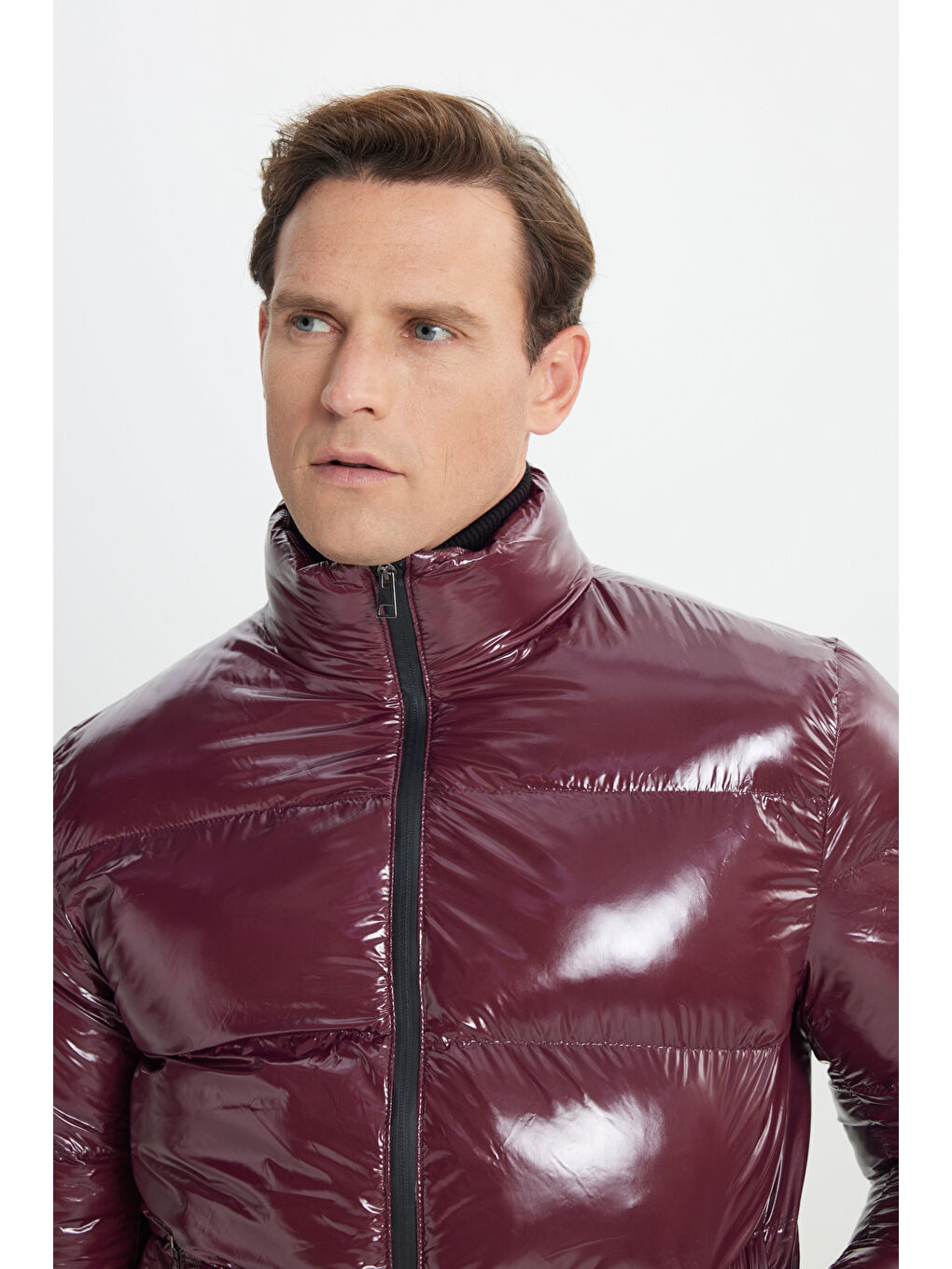 Erkek Bordo Standart Fit Soğuk Geçirmez Casual Şişme Mont-5