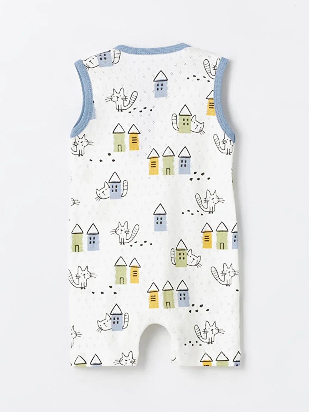 İndigo Bisiklet Yaka Baskılı Erkek Bebek Tulum-1