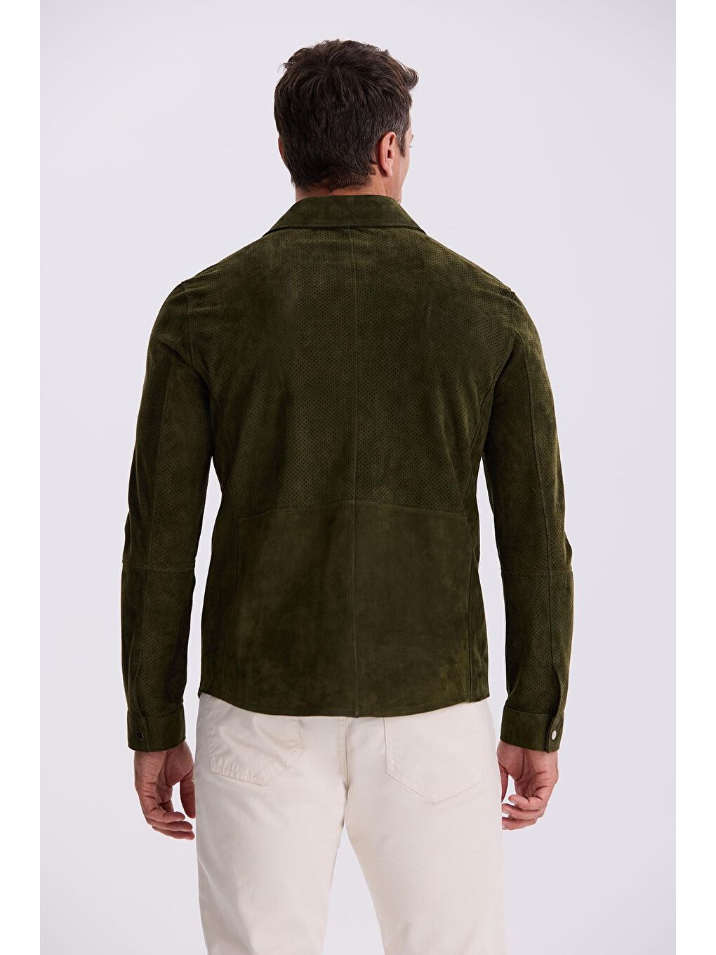 Haki Comfort Fit Bebe Yaka %100 Deri Mont-3