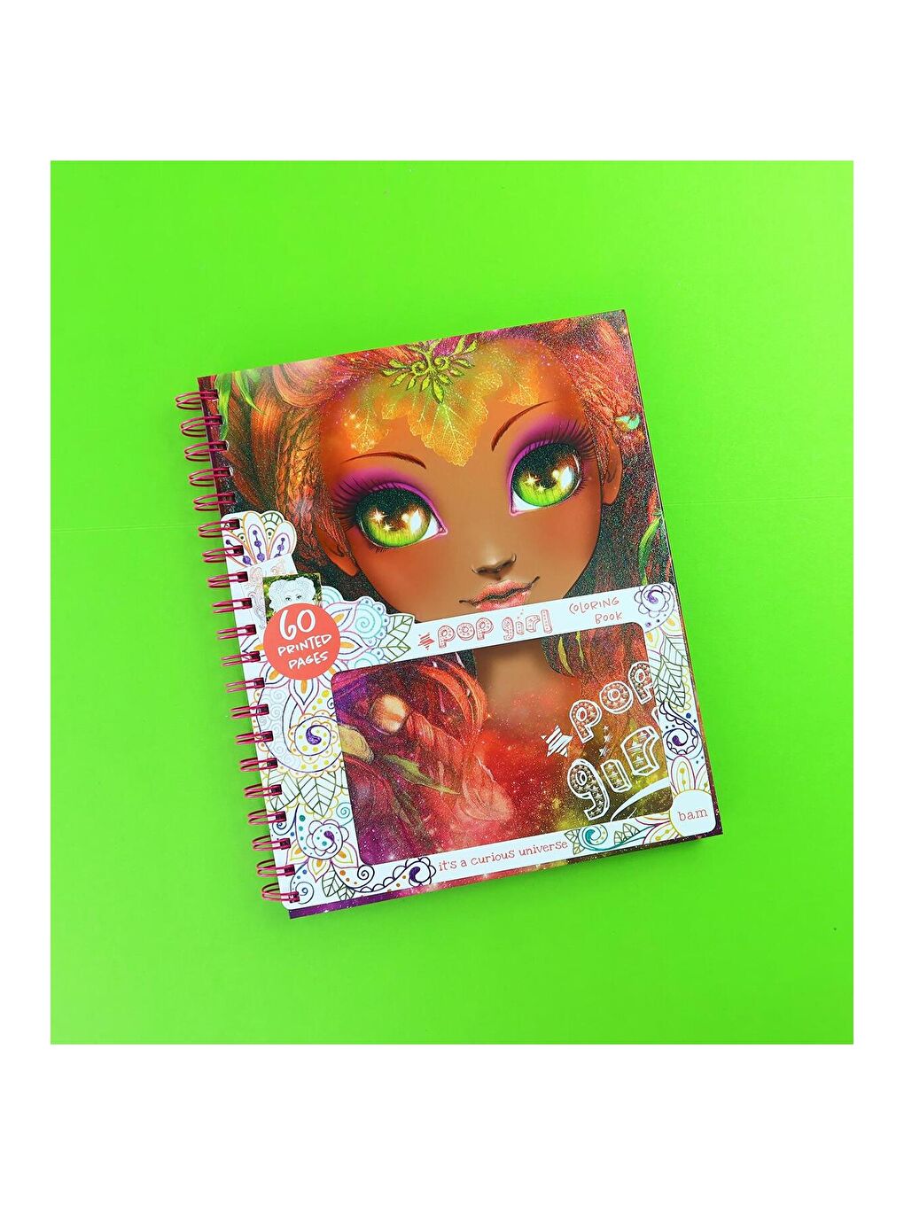 Pop Girl Boyama Kitabı – 60 Sayfa Spiral Defter – Karakter ve Mandala Desenli Boyama Kitabı