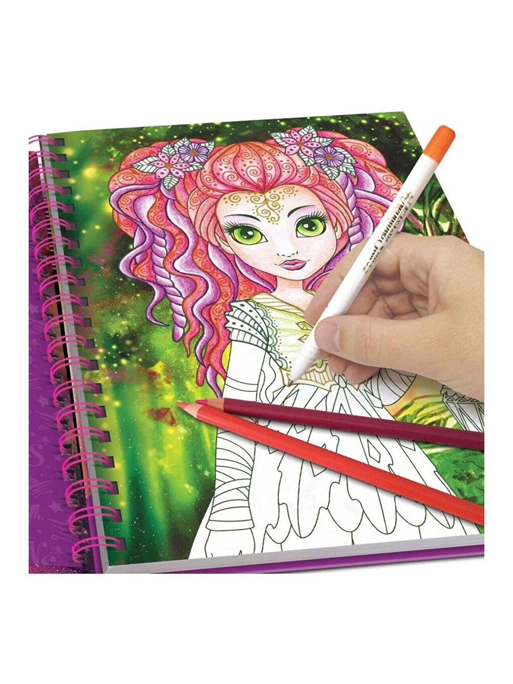 Pop Girl Boyama Kitabı – 60 Sayfa Spiral Defter – Karakter ve Mandala Desenli Boyama Kitabı-4