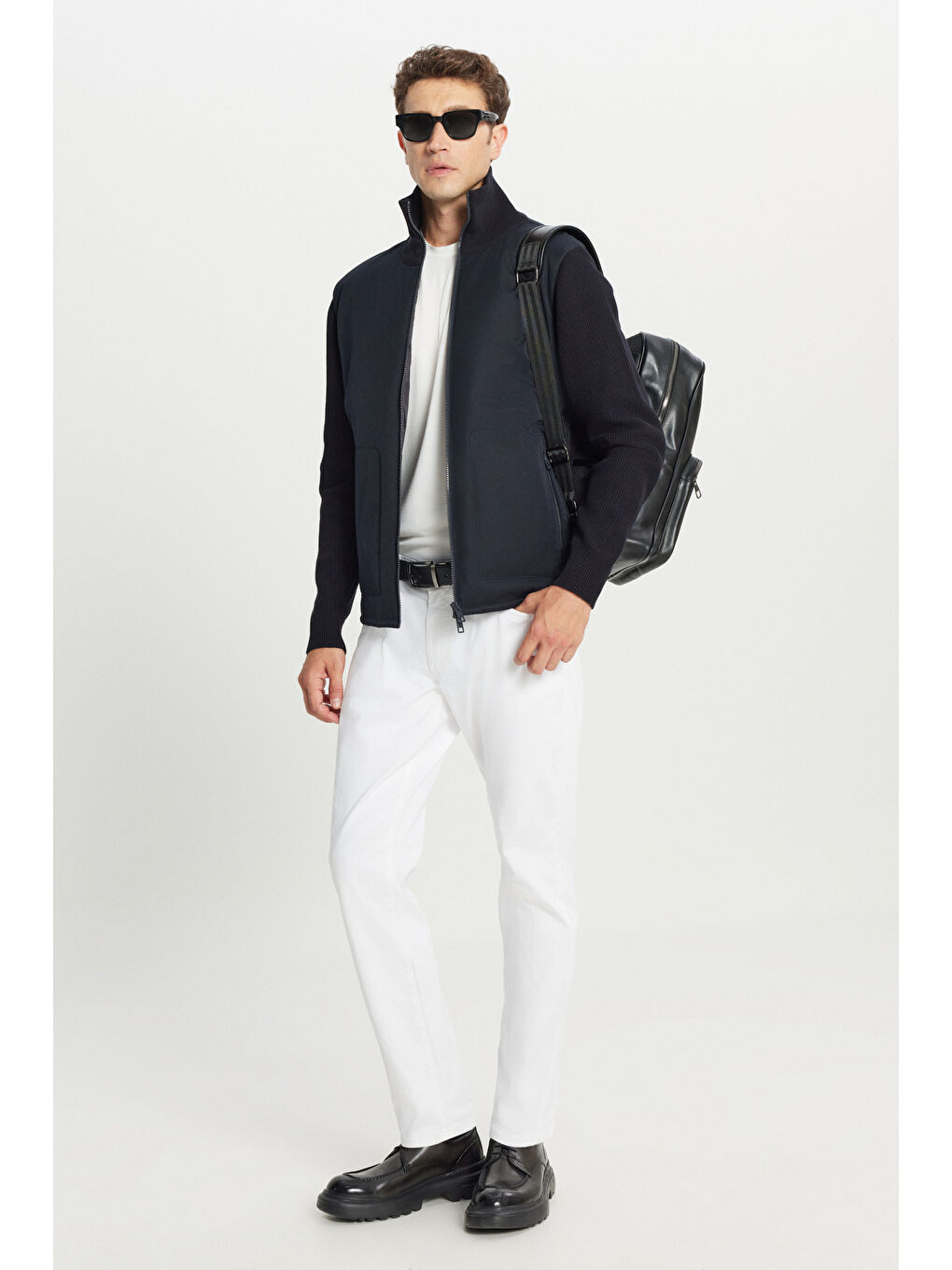 Erkek Lacivert Standart Fit Normal Kesim Dik Yaka Torba Cepli Casual Mont-3