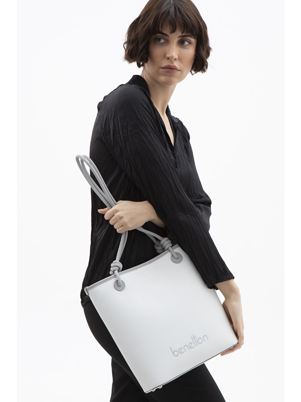 Kadin Kol Çantasi Beyaz-A.gri̇ BNT1616