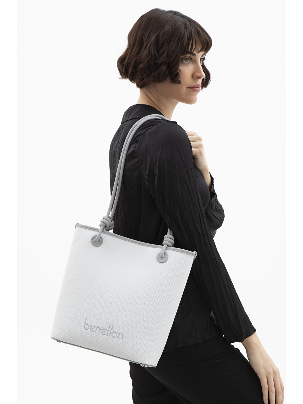 Kadin Kol Çantasi Beyaz-A.gri̇ BNT1616-1